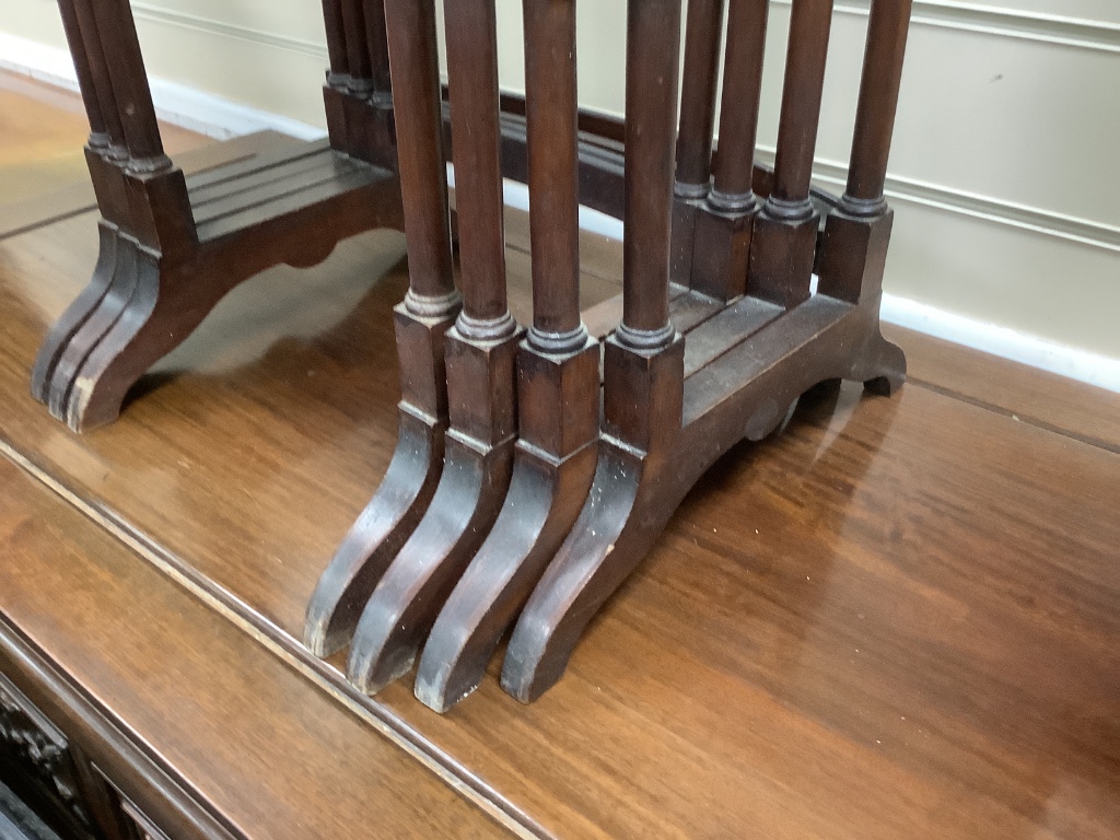 A quartetto of Edwardian satinwood banded mahogany tea tables, width 42cm, depth 31cm, height 61cm